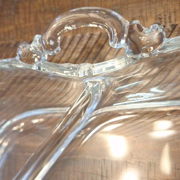 VINTAGE CRYSTAL FOSTORIA CENTURY 3 PART DIVIDED OLIVE/APP DISH 11”x7”x2” - Picture 4 of 6